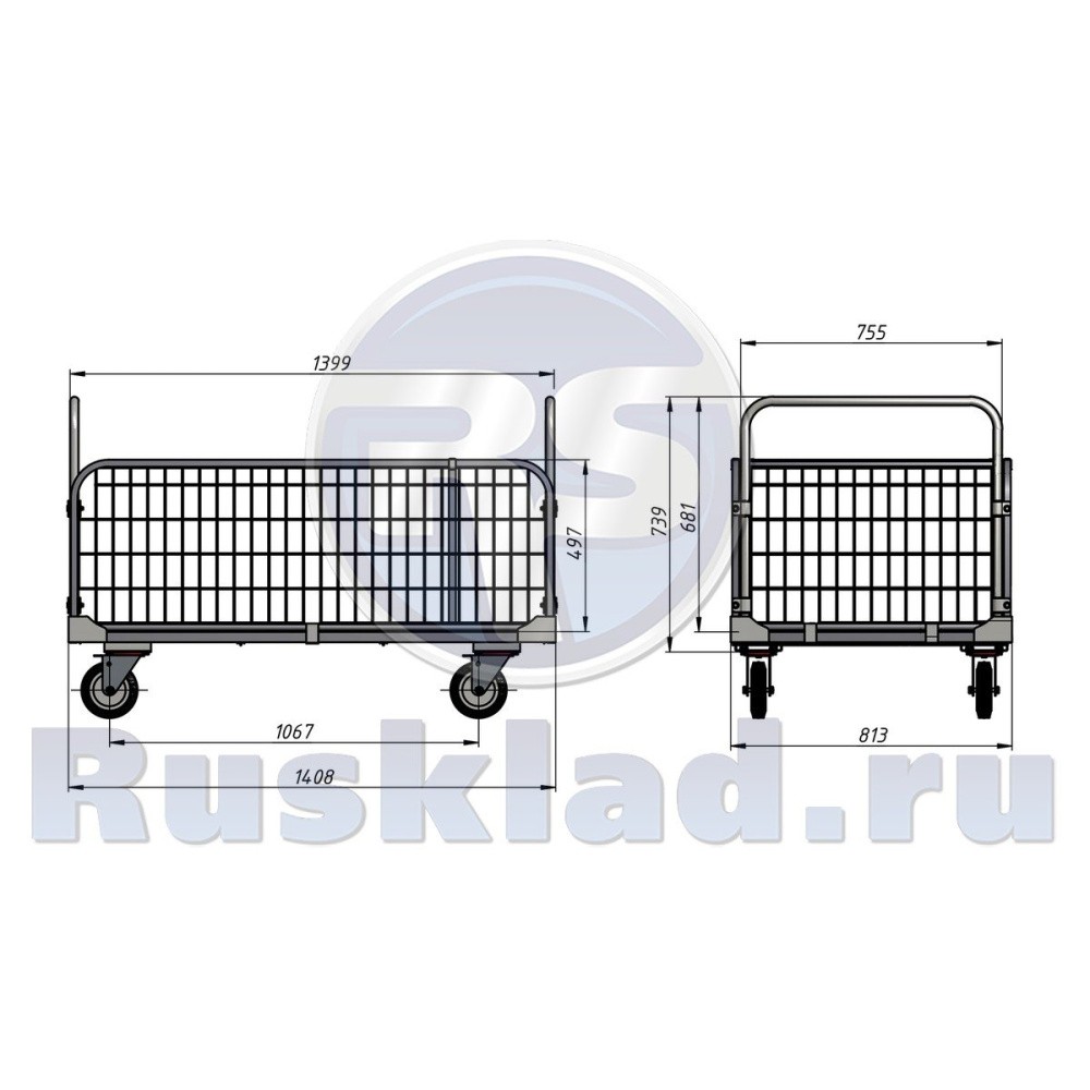 Тележка с быстро-складываемыми бортами и перегородкой ТС П Тележка с быстро-складываемыми бортами и перегородкой ТС П