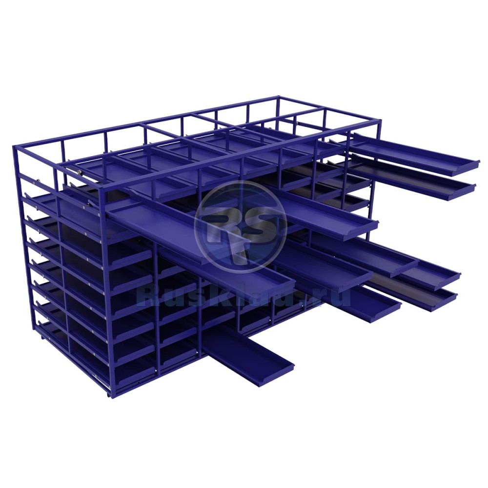 Стеллажная выдвижная система на 56 ячеек Стеллажная выдвижная система на 56 ячеек