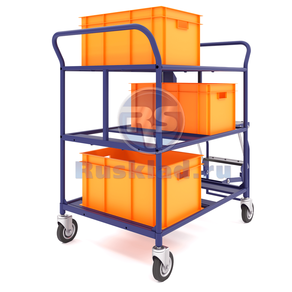 Трехъярусная платформенная тележка для перевозки ящиков ТДЯ Трехъярусная платформенная тележка для перевозки ящиков ТДЯ