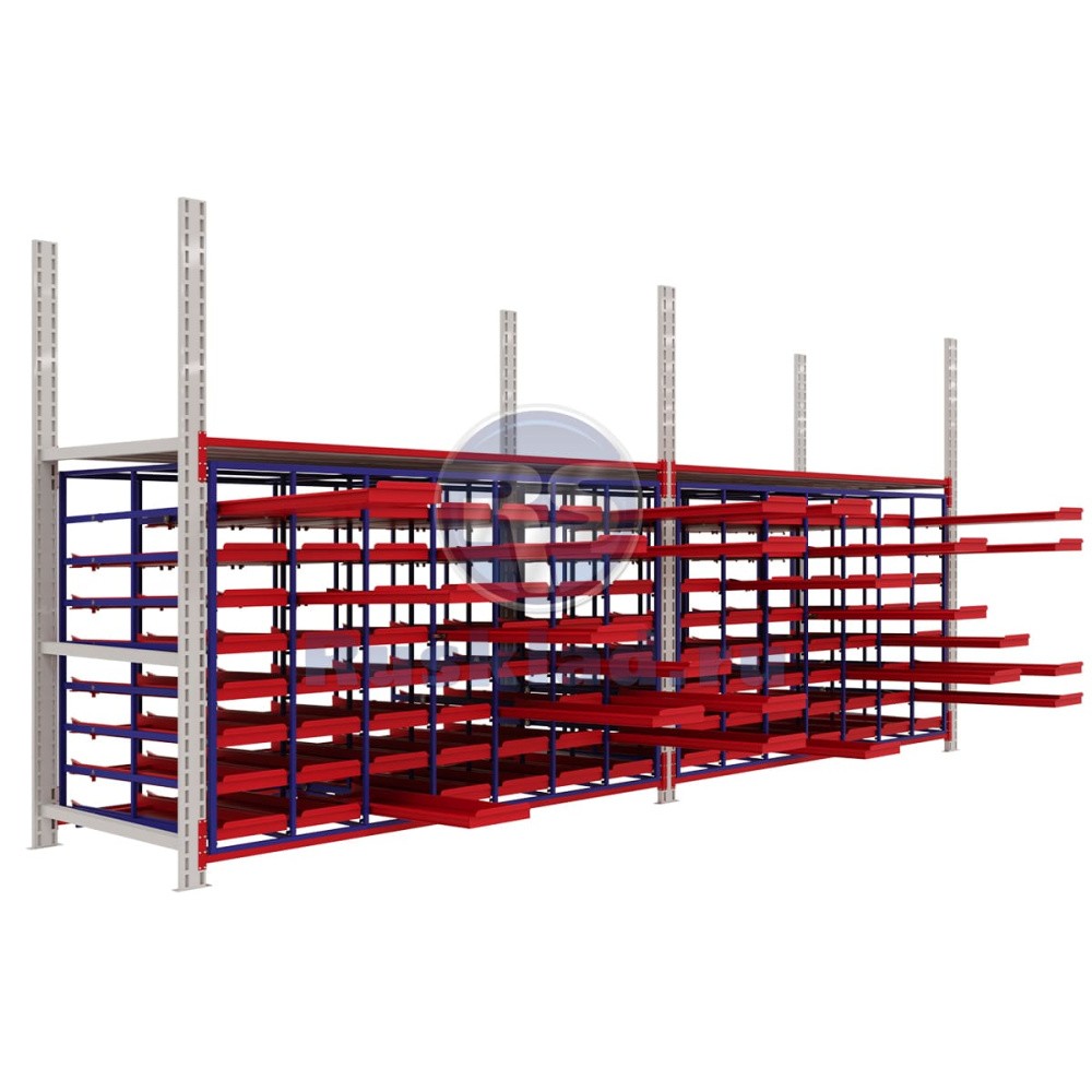 Стеллажная выдвижная система на 56 ячеек Стеллажная выдвижная система на 56 ячеек