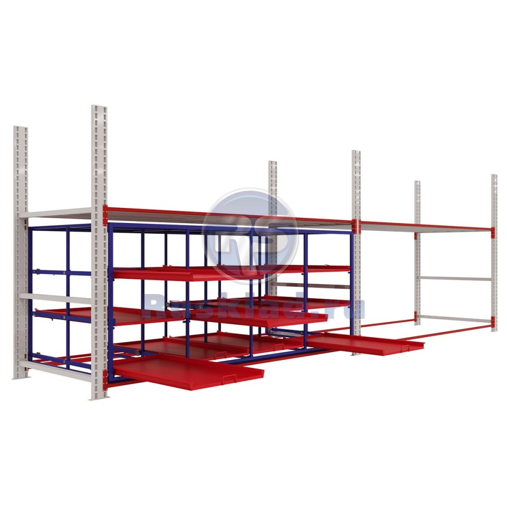 Стеллажная выдвижная система на 12 ячеек Стеллажная выдвижная система на 12 ячеек