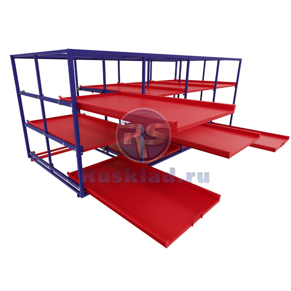 Стеллажная выдвижная система на 12 ячеек Стеллажная выдвижная система на 12 ячеек