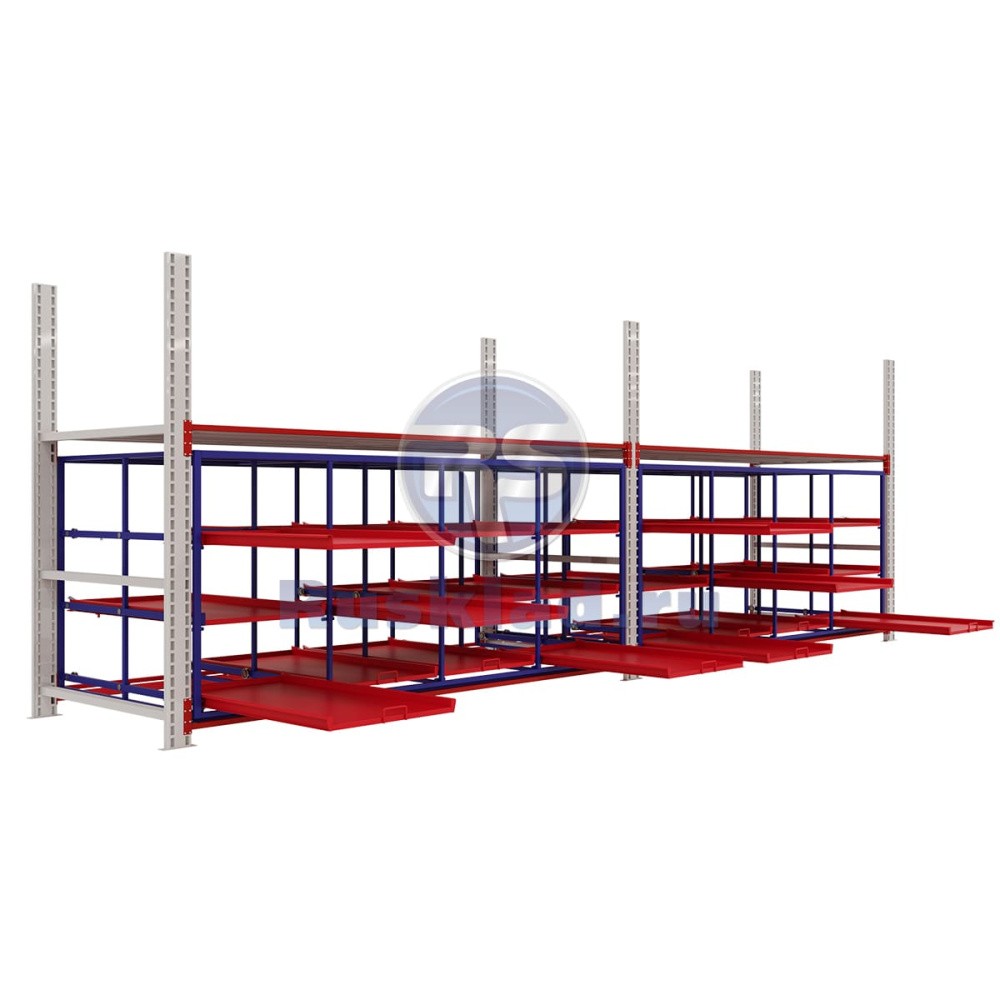 Стеллажная выдвижная система на 12 ячеек Стеллажная выдвижная система на 12 ячеек